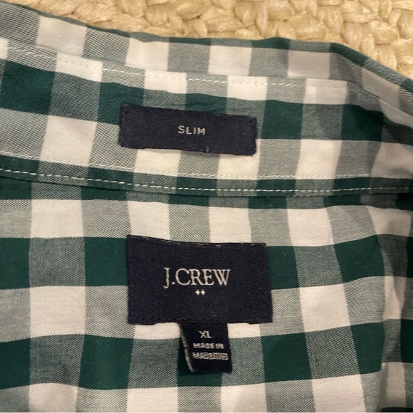 J. Crew Mens XL slim Green Gingham Button Down Shirt - Picture 3 of 7